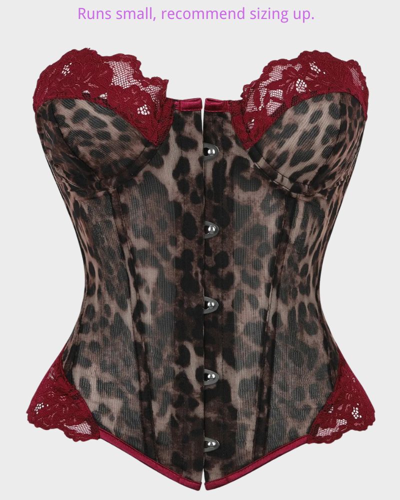 Corsage-Top aus Leopardenspitze mit Stäbchen