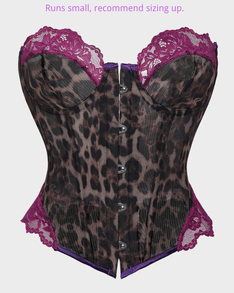 Corsage-Top aus Leopardenspitze mit Stäbchen