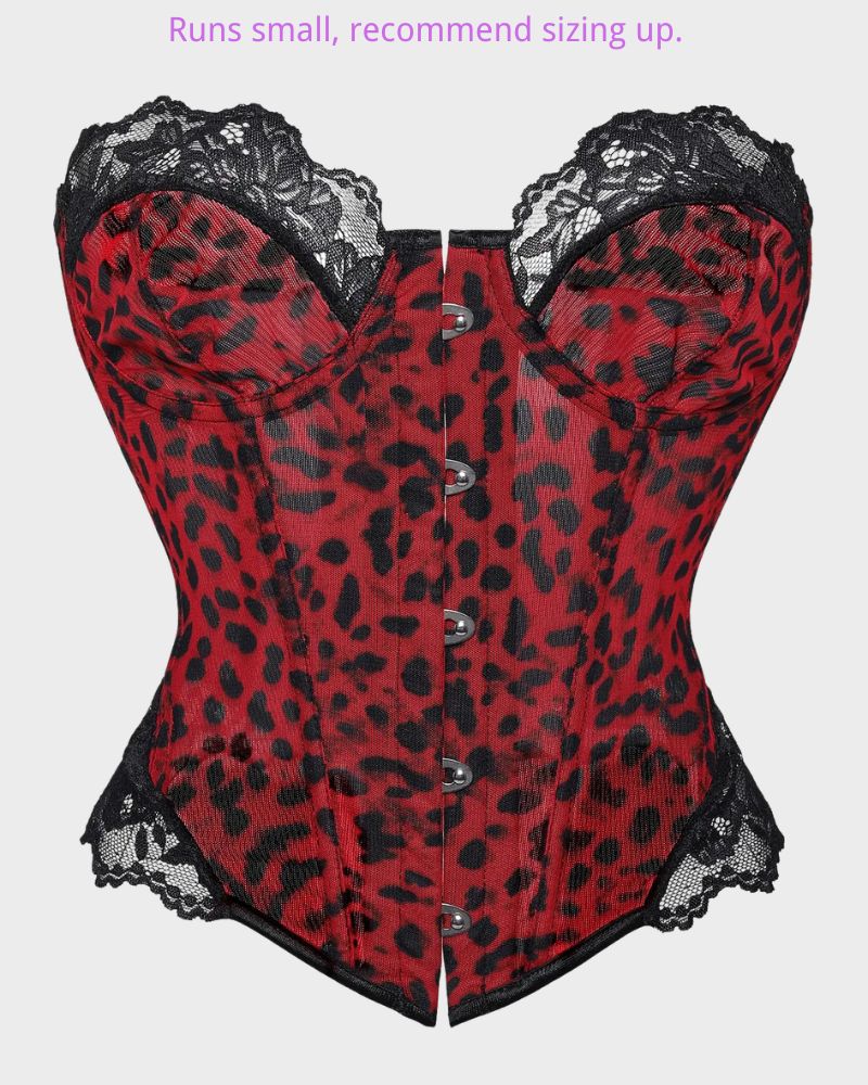 Corsage-Top aus Leopardenspitze mit Stäbchen
