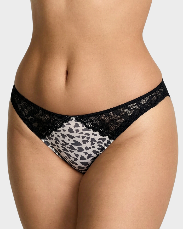 Mesh-Slip mit Herz-Leopardenspitze