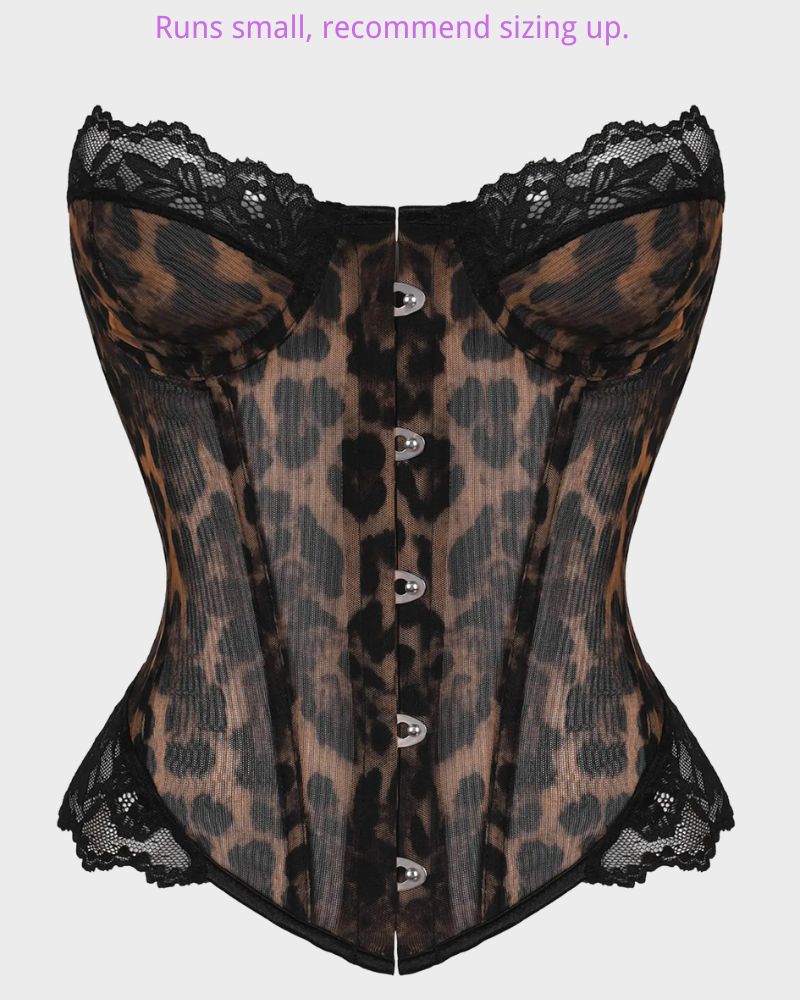 Corsage-Top aus Leopardenspitze mit Stäbchen