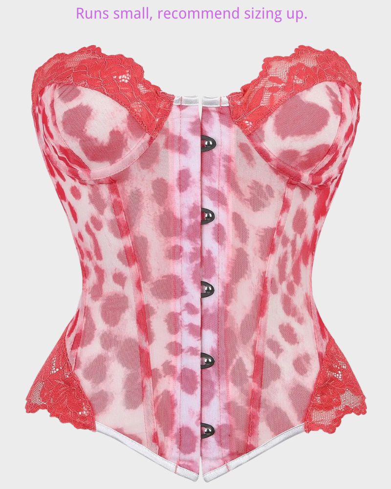 Corsage-Top aus Leopardenspitze mit Stäbchen