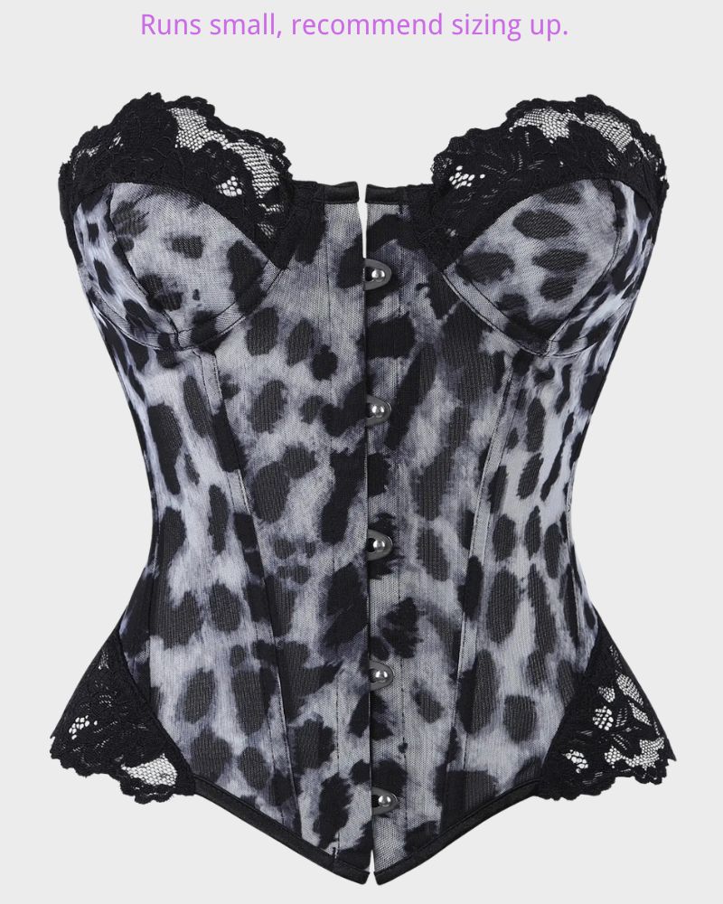 Corsage-Top aus Leopardenspitze mit Stäbchen