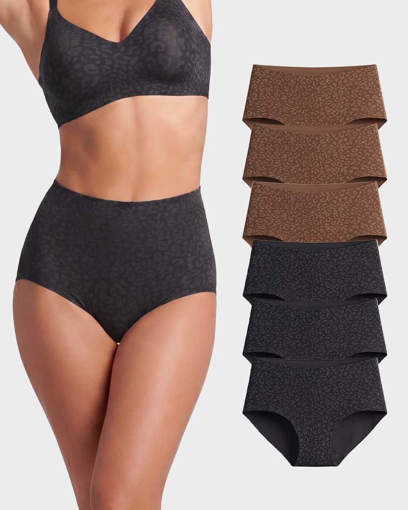 High-Waist Shaping-Slip im Leopardenmuster – 6er-Pack