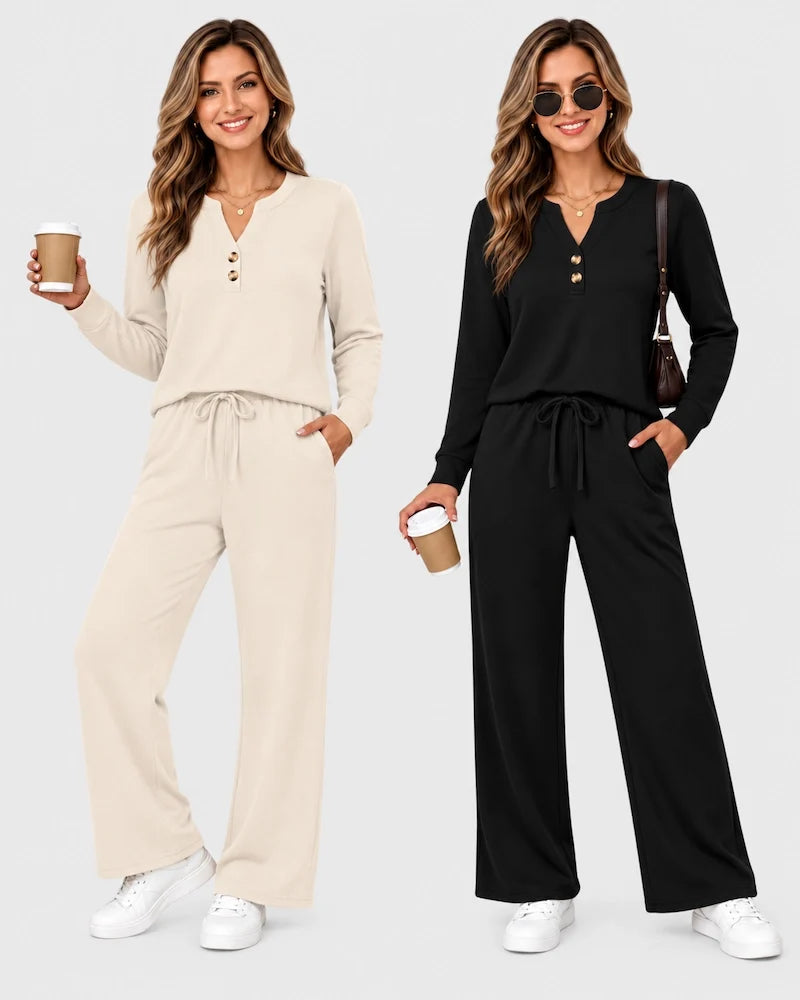 Lounge-Set mit Langarmshirt und weiter Hose