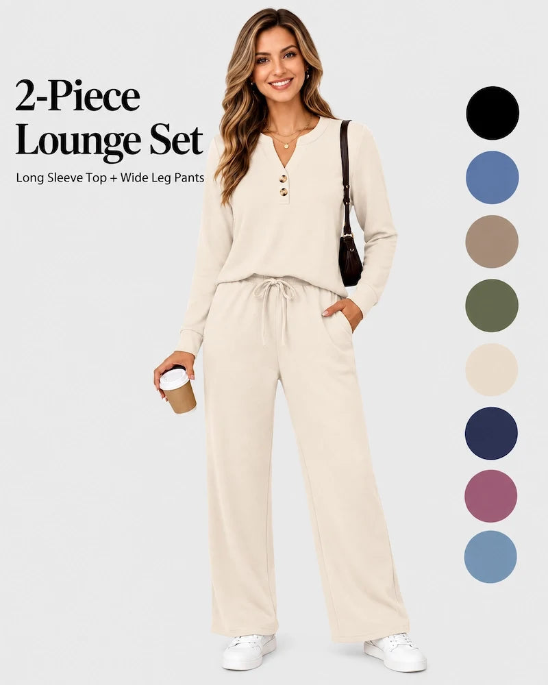 Lounge-Set mit Langarmshirt und weiter Hose