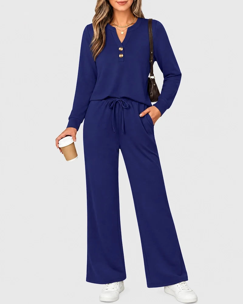 Lounge-Set mit Langarmshirt und weiter Hose