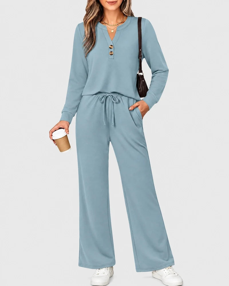 Lounge-Set mit Langarmshirt und weiter Hose
