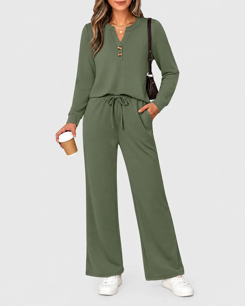 Lounge-Set mit Langarmshirt und weiter Hose