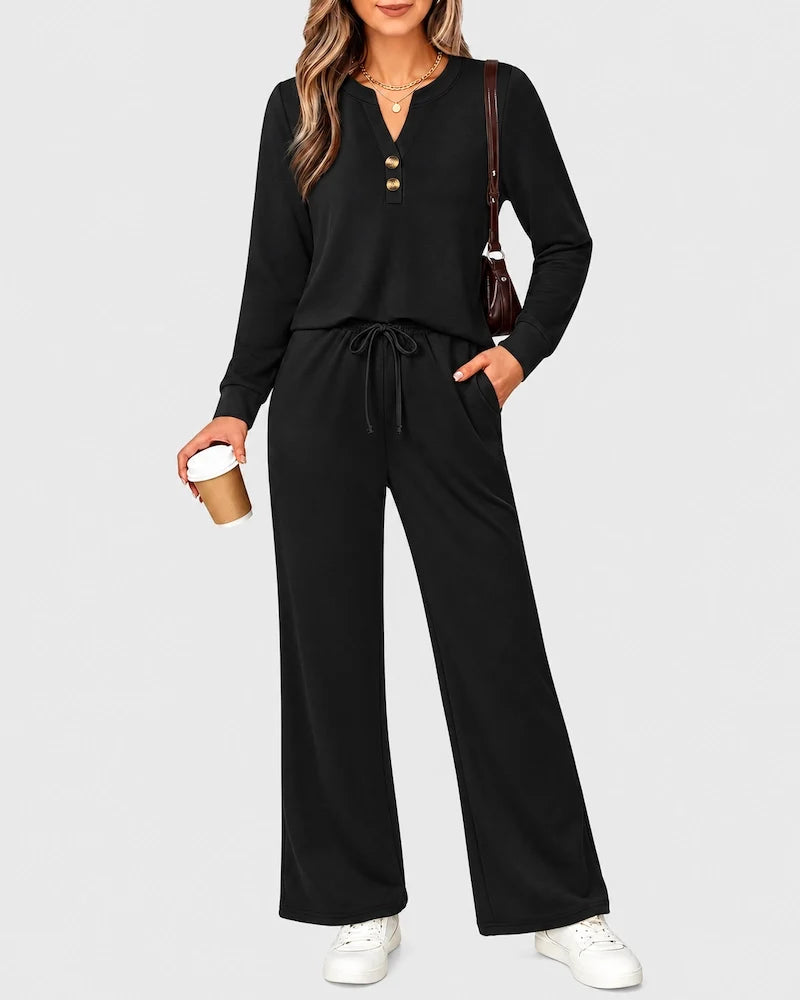 Lounge-Set mit Langarmshirt und weiter Hose