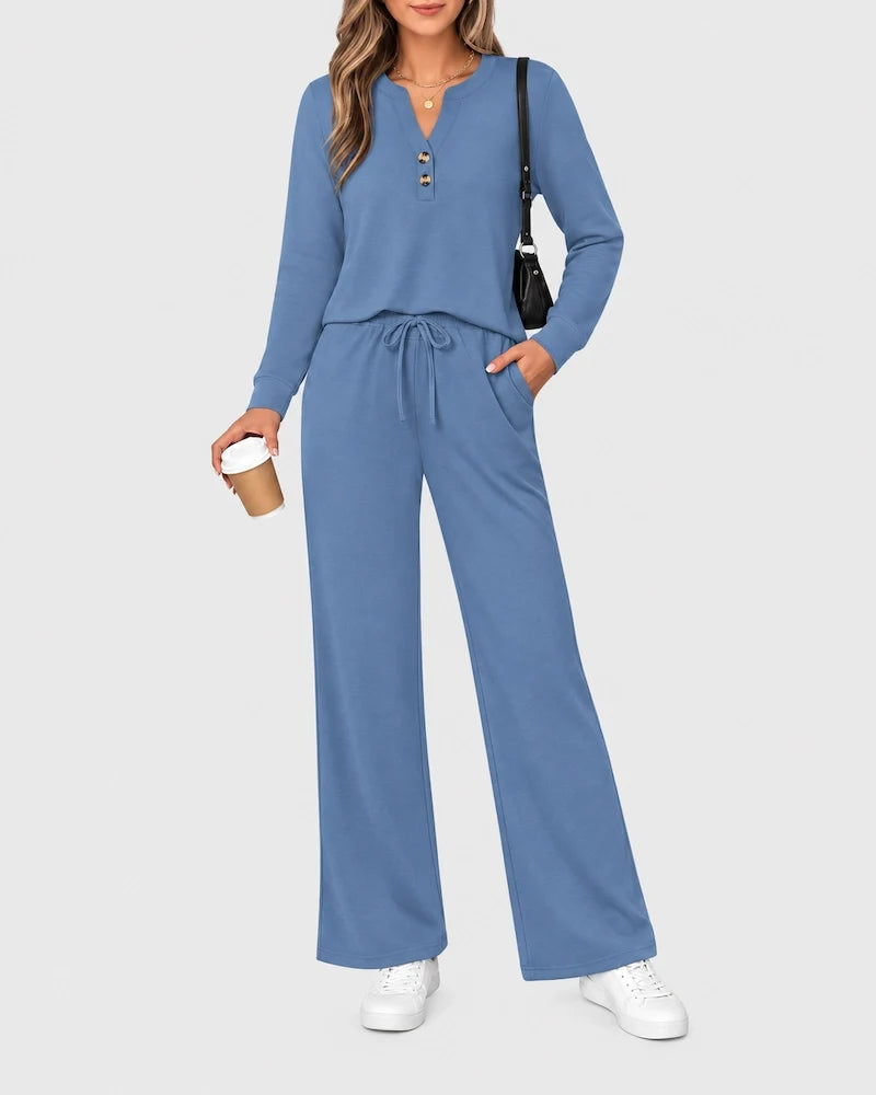 Lounge-Set mit Langarmshirt und weiter Hose