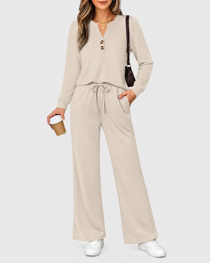 Lounge-Set mit Langarmshirt und weiter Hose