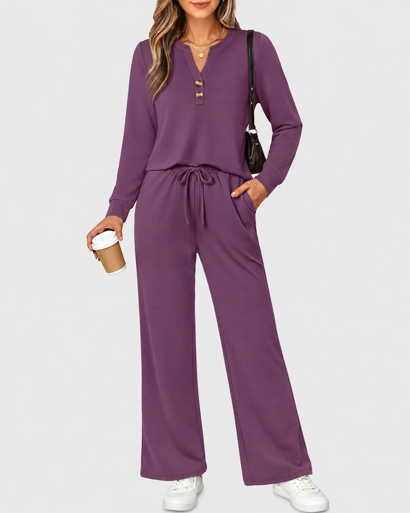 Lounge-Set mit Langarmshirt und weiter Hose