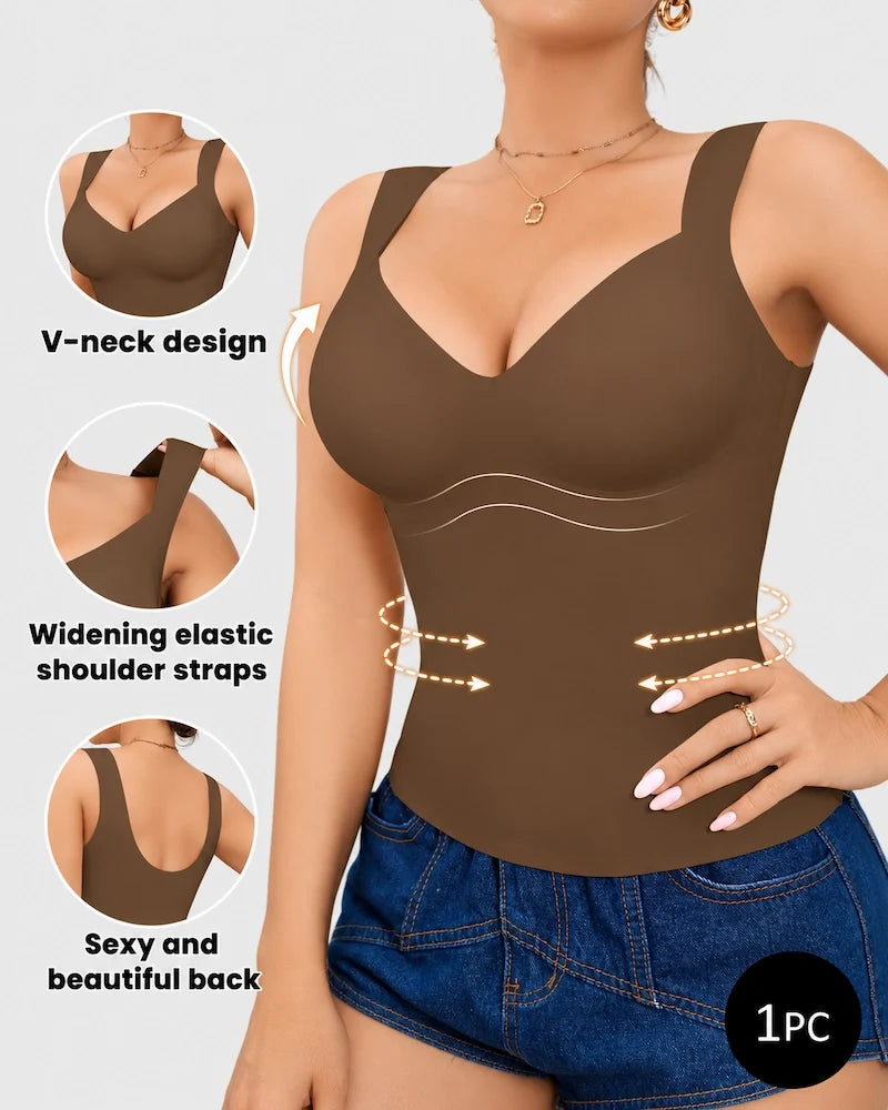 Nahtloses Bauchweg-Tanktop mit Formcups