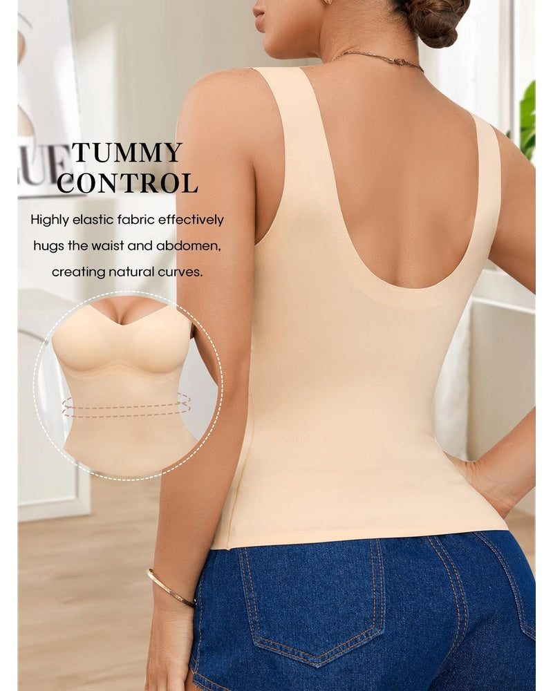Nahtloses Bauchweg-Tanktop mit Formcups